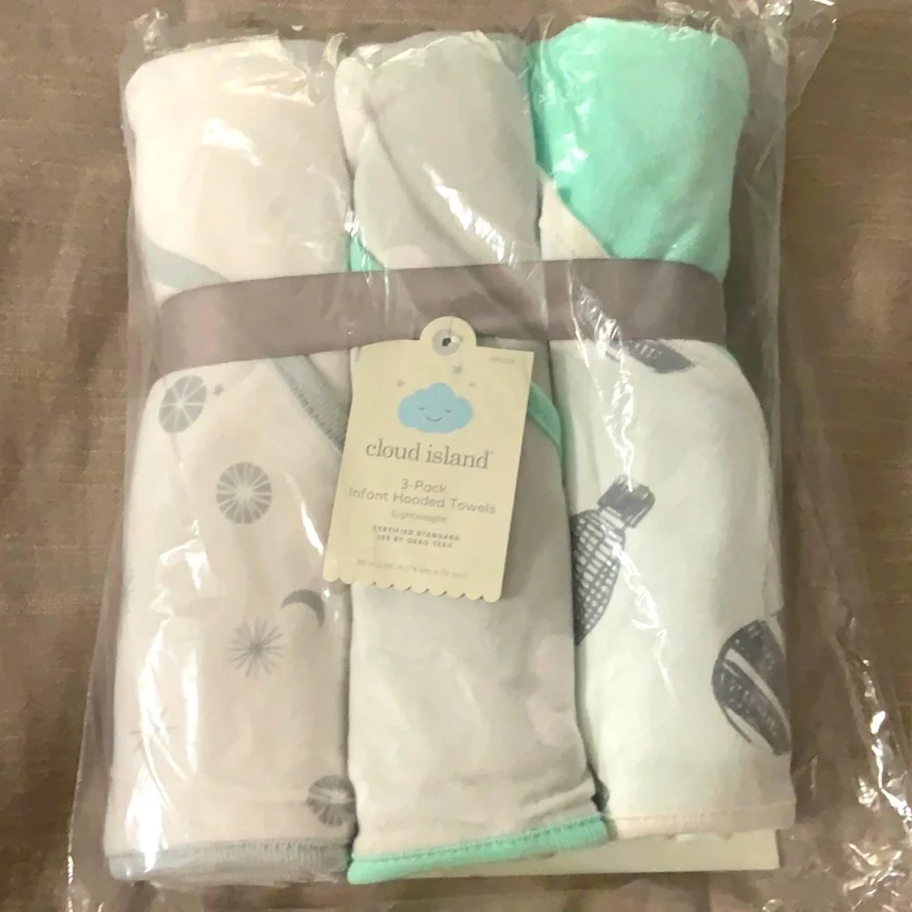 3pk Baby Hooded Bath Towel - Cloud Island™